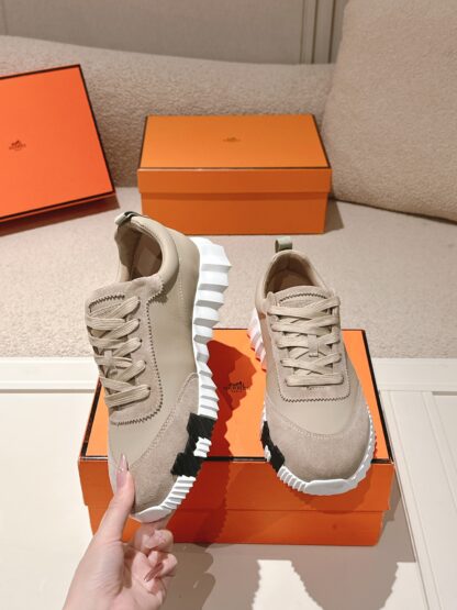 Hermes classic couple style gray brown comfortable casual sports dad shoes - Image 3