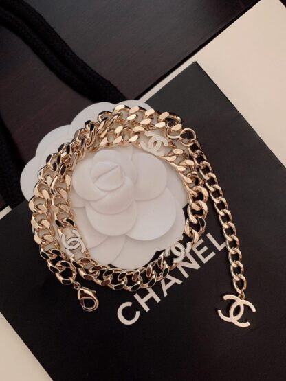 Chanel white cc chain necklace