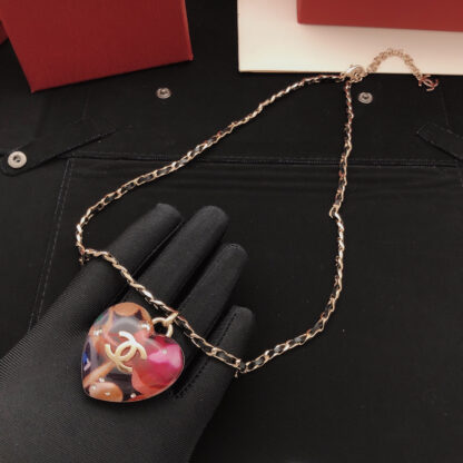 Chanel Colorful Heart Necklace - Image 3