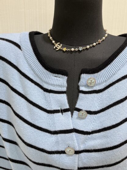 Chanel Colored Crystal Star Gold Diamond Double C Pearl Necklace - Image 3