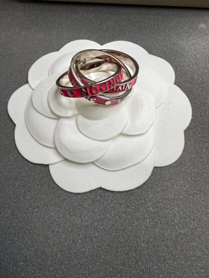 Vivienne Westwood rose red enamel three-ring ring - Image 3