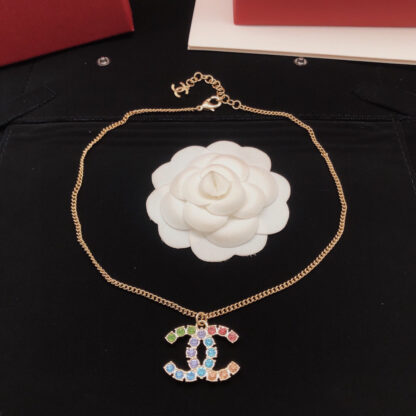 Chanel Colored Diamond Double C Necklace - Image 2