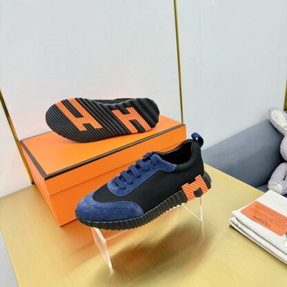 Hermès Spring and Summer Blue and Black Couple Classic Sports Shoes - Image 3