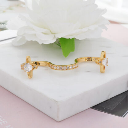 Vivienne Westwood Double Zircon Saturn S-shaped Ring - Image 3