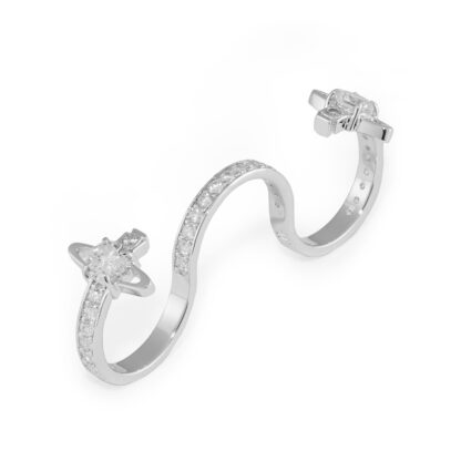 Vivienne Westwood Double Zircon Saturn S-shaped Ring - Image 3
