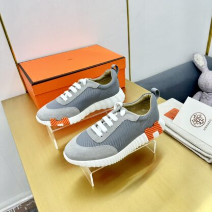 Hermès Spring and Summer Gray and Orange Colorblock Couple Classic Sports Casual Shoes - Image 3