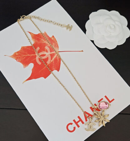 Chanel pink letter brand necklace - Image 4