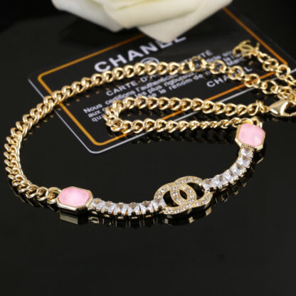 Chanel Pink Diamond Necklace Clavicle Chain - Image 2