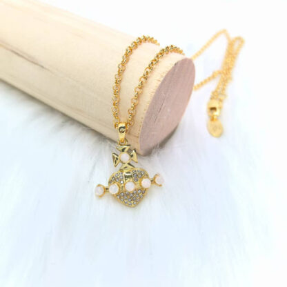 Vivienne WestwoodOONA Heart Pearl Saturn Necklace - Image 3