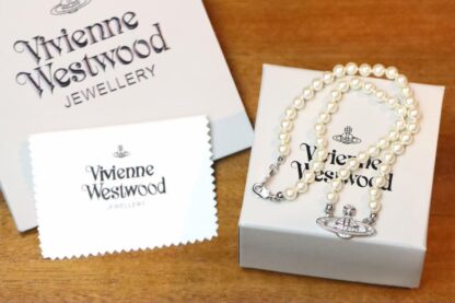 Vivienne Westwood White Diamond Saturn Pearl Necklace - Image 3
