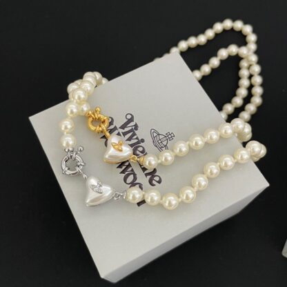 Vivienne Westwood Heart Pearl Necklace - Image 3