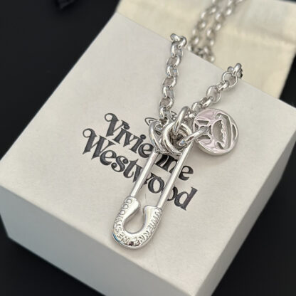 Vivienne Westwood safety pin smiley face necklace - Image 3