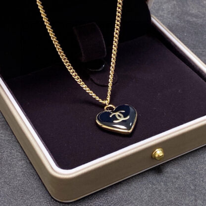 Chanel Black Heart Double-Sided Necklace - Image 3