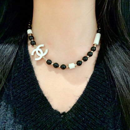 Chanel black and white double C necklace - Image 2