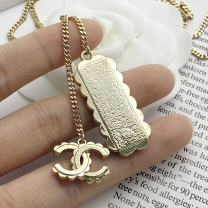 Chanel Black Enamel Lace Square CC Necklace - Image 3