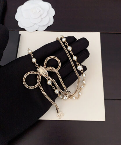 Chanel Bow Double Necklace - Image 4