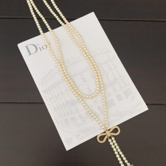 Chanel Bow Double Pearl Necklace