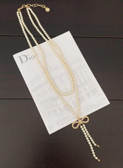 Chanel Bow Double Pearl Necklace