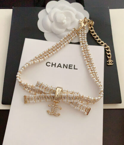 Chanel Bow Pearl Necklace
