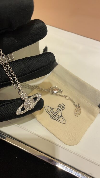 Vivienne Westwood classic full diamond Saturn pendant necklace - Image 3