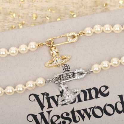 Vivienne Westwood Safety Pin Planet Pearl Bracelet - Image 3