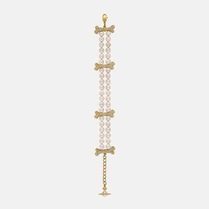 Vivienne Westwood Bone Double Row Pearl Bracelet - Image 3