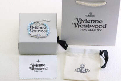 Vivienne Westwood Grey Blue Saturn Pearl Bracelet - Image 3