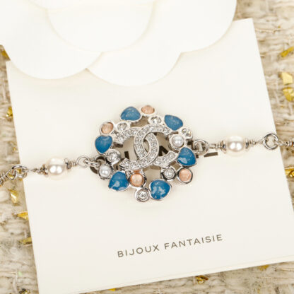 Chanel blue heart flower double c necklace - Image 3