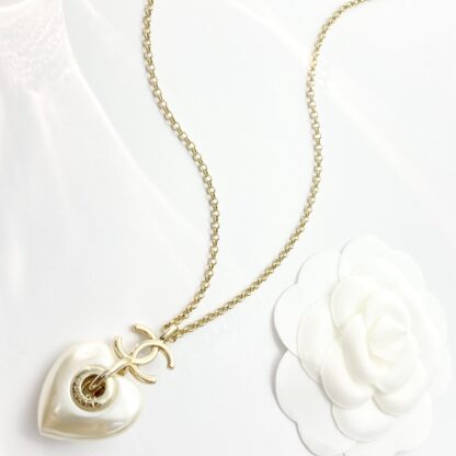 Chanel Creamy White Heart Necklace - Image 4