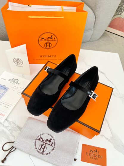 Hermès new pure handmade black trendy loafers - Image 3