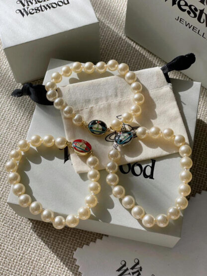 Vivienne Westwood Planet Crystal Pearl Bracelet - Image 3