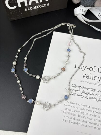 Chanel Transparent Rose Quartz Diamond Necklace - Image 3