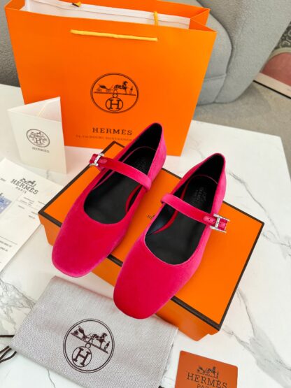 Hermès new dark pink handmade comfortable trendy loafers - Image 3