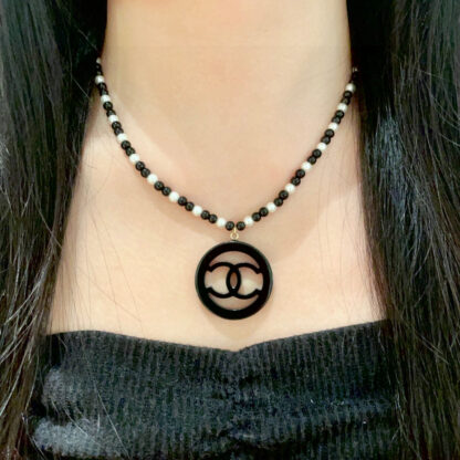 Chanel Pearl Double C Circle Necklace - Image 2