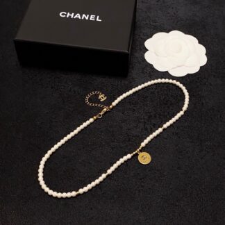 Chanel Round Pearl Pendant Necklace