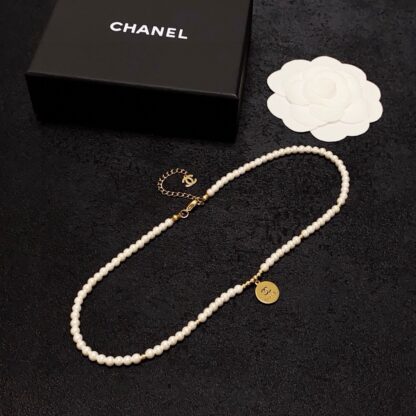 Chanel Round Pearl Pendant Necklace