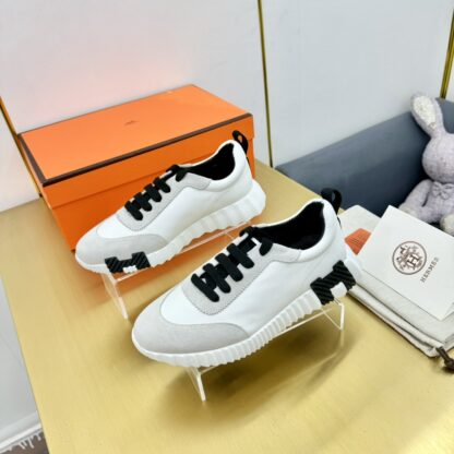 Hermes Spring and Summer Couple's White, Gray and Black Color Matching Sports Casual Shoes - Image 3