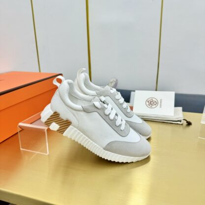 Hermes spring and summer couple's gray and white color matching sports casual shoes - Image 3