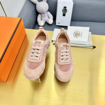 Hermès Spring and Summer Couple's Pink Apricot Color Matching Sports Casual Shoes - Image 3