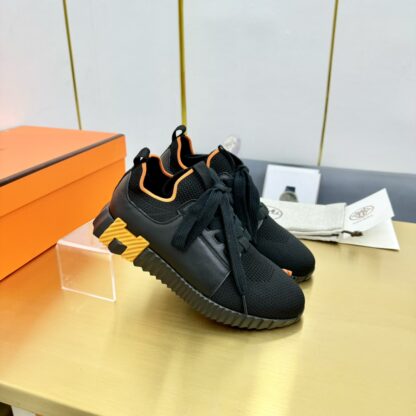 Hermes Spring and Summer Couple's Black and Orange Colorblock Breathable and Durable Sports Casual Shoes - Image 3