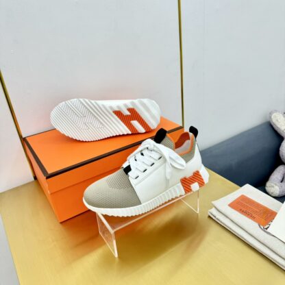 Hermes Spring and Summer Couples White Apricot Orange Colorblock Breathable and Durable Sports Casual Shoes - Image 3