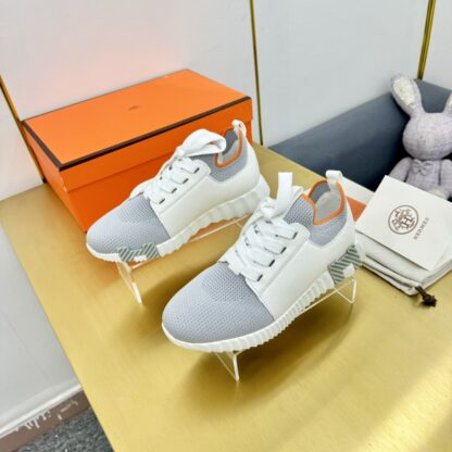 Hermes Spring and Summer Couples White and Gray Colorblock Breathable and Durable Sports Casual Shoes - Image 3