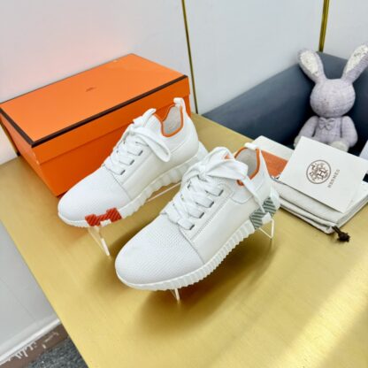 Hermes Spring and Summer Couples White and Orange Colorblock Breathable and Durable Sports Casual Shoes - Image 3