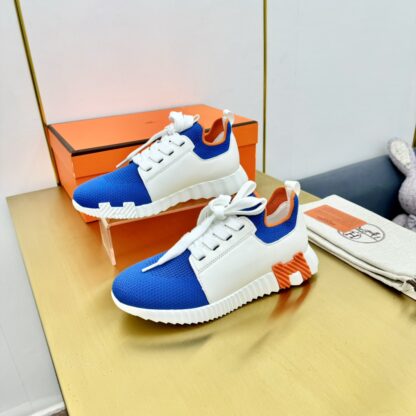 Hermes Spring and Summer Couples White, Blue and Orange Colorblock Breathable and Durable Sports Casual Shoes - Image 3