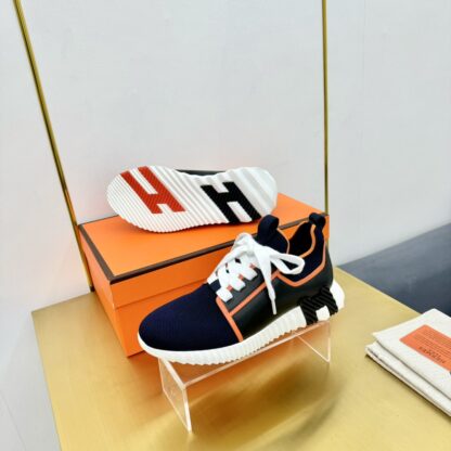 Hermes Spring and Summer Couple's Black, Orange and White Colorblock Breathable and Durable Sports Casual Shoes - Image 3