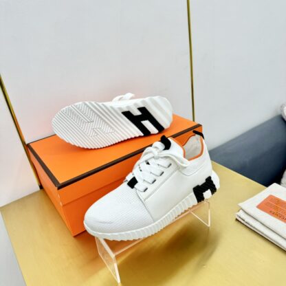 Hermes Spring and Summer Couples' White, Black and Orange Colorblock Breathable and Durable Sports Casual Shoes - Image 3
