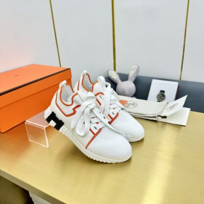 Hermes Spring and Summer Couples British White and Orange Colorblock Breathable and Durable Sports Casual Shoes - Image 3