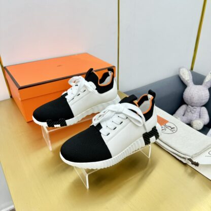 Hermes Spring and Summer Couples British Black and White Color Matching Breathable and Durable Sports Casual Shoes - Image 3
