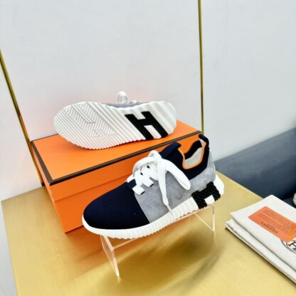 Hermes Spring and Summer Couples British Gray Blue Color Matching Breathable and Durable Sports Casual Shoes - Image 3