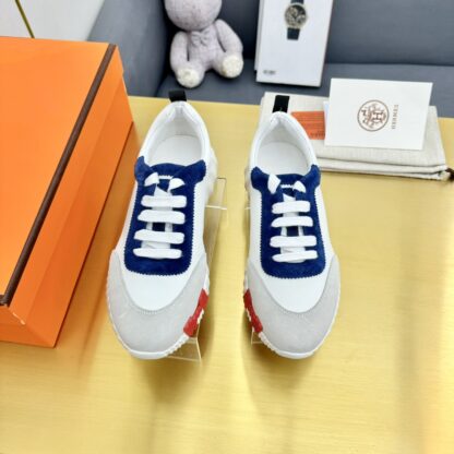 Hermes Spring and Summer Couples British Gray Blue and White Color Matching Sports Casual Shoes - Image 3